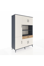 Hyperion Dolap 10 Raflı Tek Çekmeceli 6 Kapaklı 132x44x195 Antrasit-Aytaşı/Çam