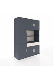 Hyperion Dolap 10 Raflı Tek Çekmeceli 6 Kapaklı 132x44x195 Antrasit-Antrasit/Aytaşı
