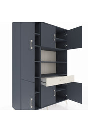 Hyperion Dolap 10 Raflı Tek Çekmeceli 6 Kapaklı 132x44x195 Antrasit-Antrasit/Aytaşı