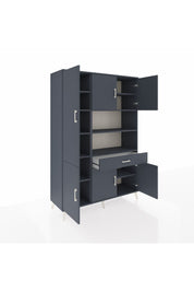 Hyperion Dolap 10 Raflı Tek Çekmeceli 6 Kapaklı 132x44x195 Antrasit-Antrasit/Antrasit