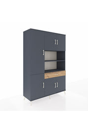 Hyperion Dolap 10 Raflı Tek Çekmeceli 6 Kapaklı 132x44x195 Antrasit-Antrasit/Çam