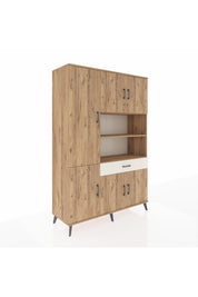 Hyperion Dolap 10 Raflı Tek Çekmeceli 6 Kapaklı 132x44x195 Çam-Çam/Aytaşı