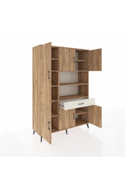 Hyperion Dolap 10 Raflı Tek Çekmeceli 6 Kapaklı 132x44x195 Çam-Çam/Aytaşı