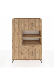 Hyperion Dolap 10 Raflı Tek Çekmeceli 6 Kapaklı 132x44x195 Çam-Çam/Çam