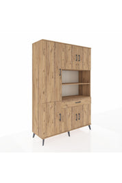 Hyperion Dolap 10 Raflı Tek Çekmeceli 6 Kapaklı 132x44x195 Çam-Çam/Çam