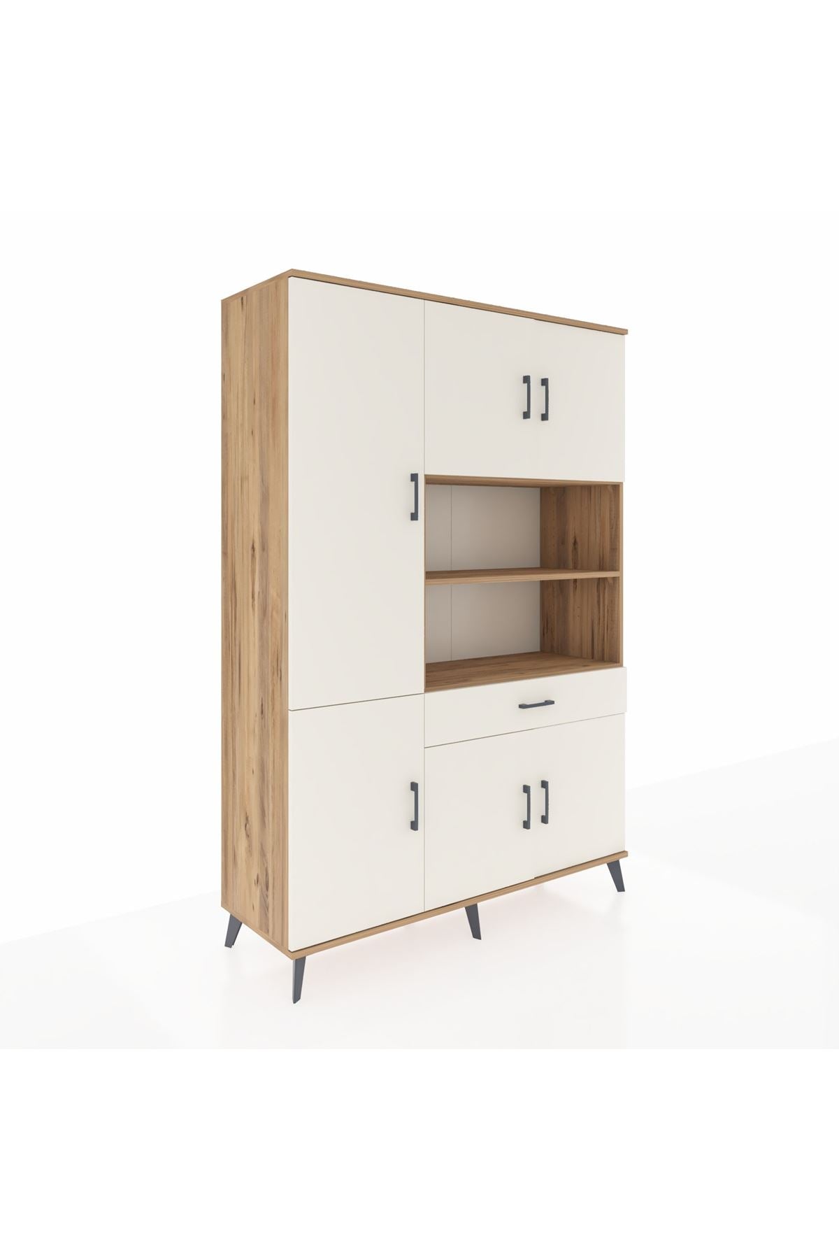 Hyperion Dolap 10 Raflı Tek Çekmeceli 6 Kapaklı 132x44x195 Çam-Aytaşı/Aytaşı