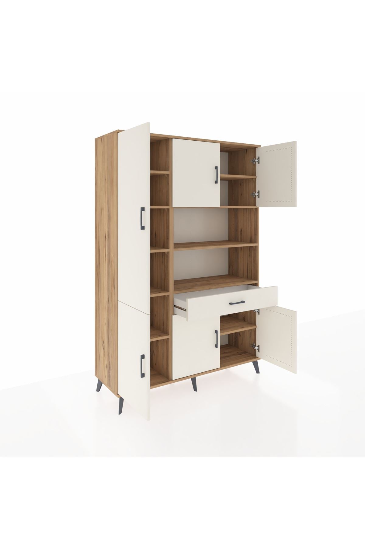 Hyperion Dolap 10 Raflı Tek Çekmeceli 6 Kapaklı 132x44x195 Çam-Aytaşı/Aytaşı