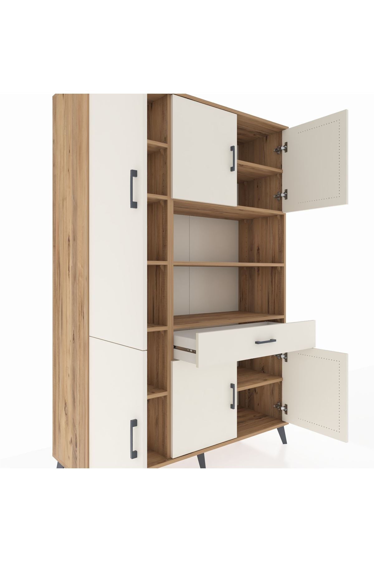 Hyperion Dolap 10 Raflı Tek Çekmeceli 6 Kapaklı 132x44x195 Çam-Aytaşı/Aytaşı