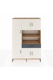 Hyperion Dolap 10 Raflı Tek Çekmeceli 6 Kapaklı 132x44x195 Çam-Aytaşı/Antrasit