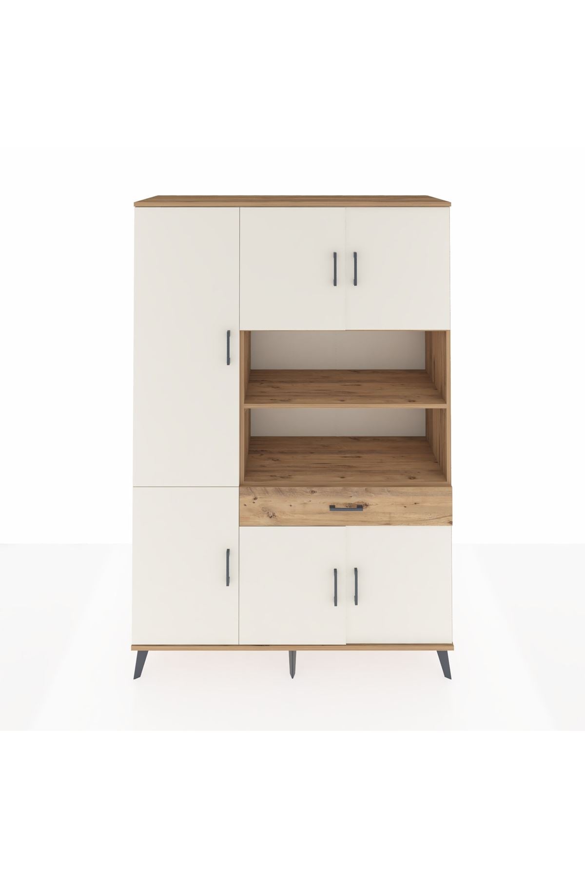 Hyperion Dolap 10 Raflı Tek Çekmeceli 6 Kapaklı 132x44x195 Çam-Aytaşı/Çam