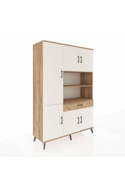 Hyperion Dolap 10 Raflı Tek Çekmeceli 6 Kapaklı 132x44x195 Çam-Aytaşı/Çam