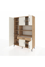 Hyperion Dolap 10 Raflı Tek Çekmeceli 6 Kapaklı 132x44x195 Çam-Aytaşı/Çam
