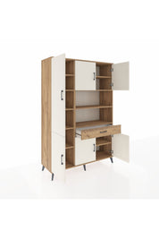 Hyperion Dolap 10 Raflı Tek Çekmeceli 6 Kapaklı 132x44x195 Çam-Aytaşı/Çam