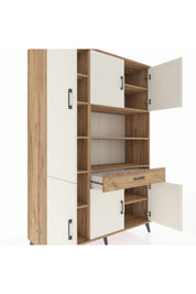 Hyperion Dolap 10 Raflı Tek Çekmeceli 6 Kapaklı 132x44x195 Çam-Aytaşı/Çam