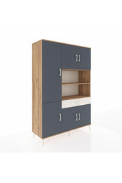 Hyperion Dolap 10 Raflı Tek Çekmeceli 6 Kapaklı 132x44x195 Çam-Antrasit/Aytaşı