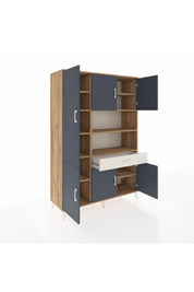 Hyperion Dolap 10 Raflı Tek Çekmeceli 6 Kapaklı 132x44x195 Çam-Antrasit/Aytaşı