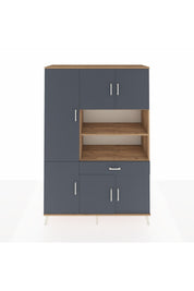 Hyperion Dolap 10 Raflı Tek Çekmeceli 6 Kapaklı 132x44x195 Çam-Antrasit/Antrasit