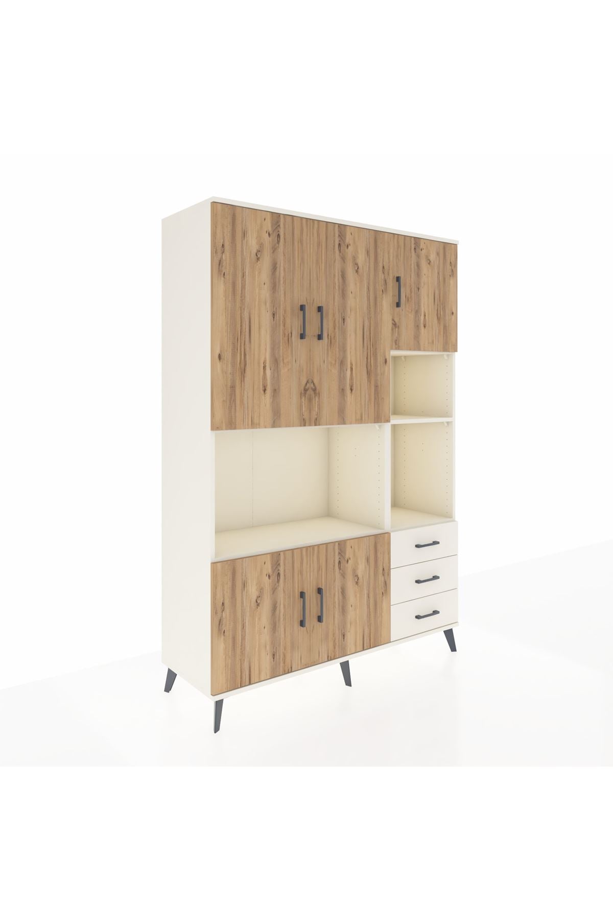 Hyperion Dolap 9 Raflı 3 Çekmeceli 5 Kapaklı 132x44x195 Aytaşı-Çam/Aytaşı