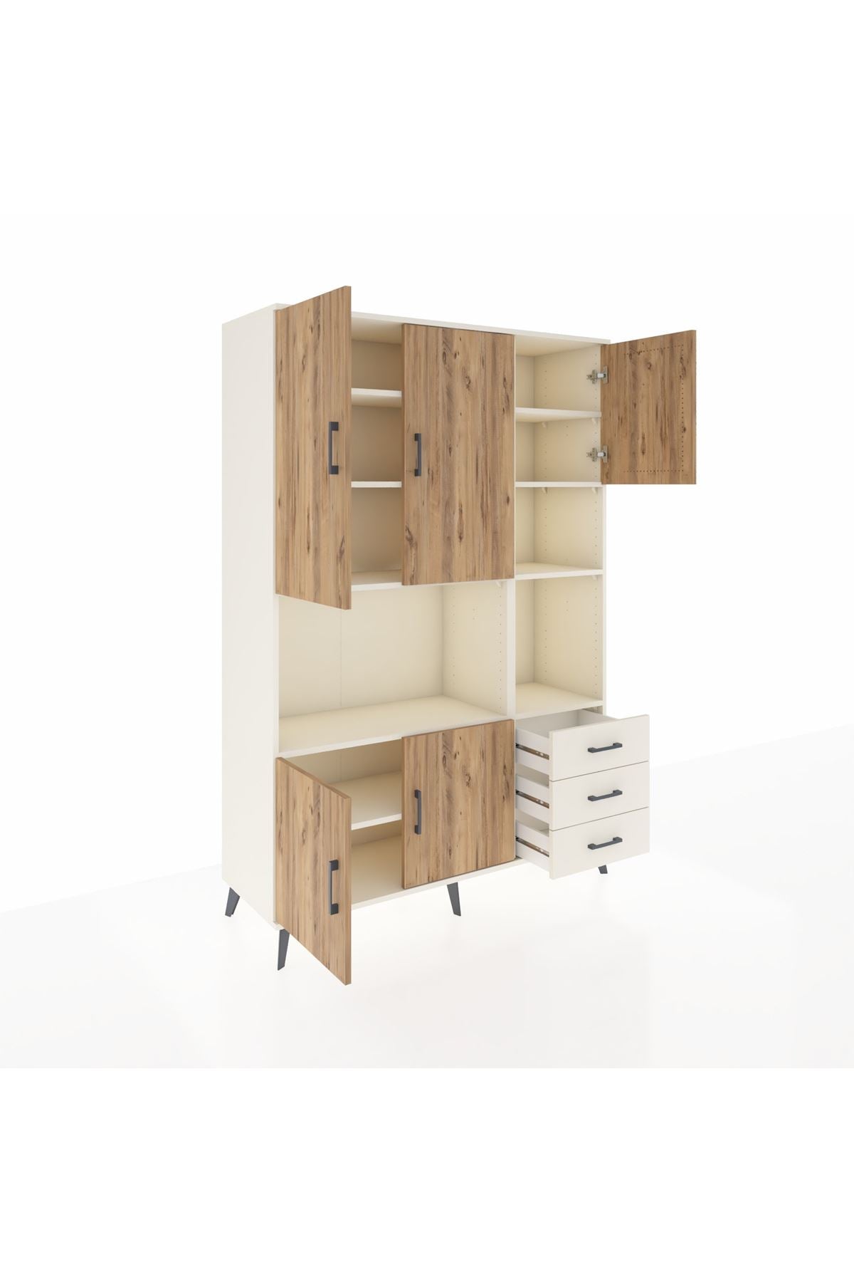 Hyperion Dolap 9 Raflı 3 Çekmeceli 5 Kapaklı 132x44x195 Aytaşı-Çam/Aytaşı