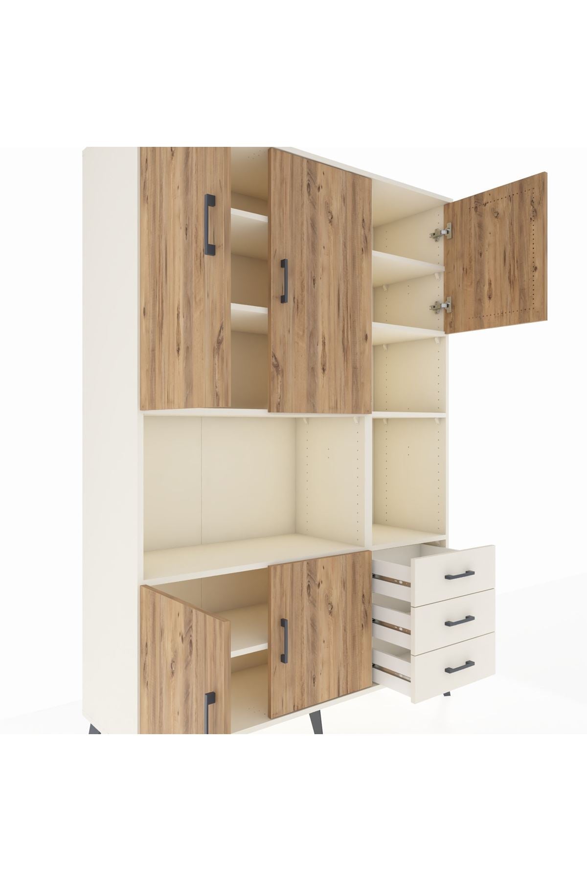 Hyperion Dolap 9 Raflı 3 Çekmeceli 5 Kapaklı 132x44x195 Aytaşı-Çam/Aytaşı