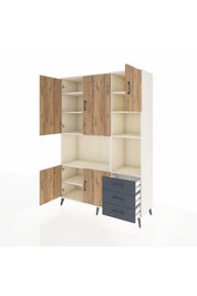 Hyperion Dolap 9 Raflı 3 Çekmeceli 5 Kapaklı 132x44x195 Aytaşı-Çam/Antrasit