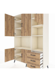 Hyperion Dolap 9 Raflı 3 Çekmeceli 5 Kapaklı 132x44x195 Aytaşı-Çam/Çam