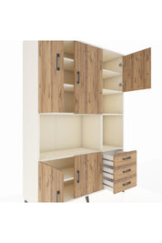 Hyperion Dolap 9 Raflı 3 Çekmeceli 5 Kapaklı 132x44x195 Aytaşı-Çam/Çam