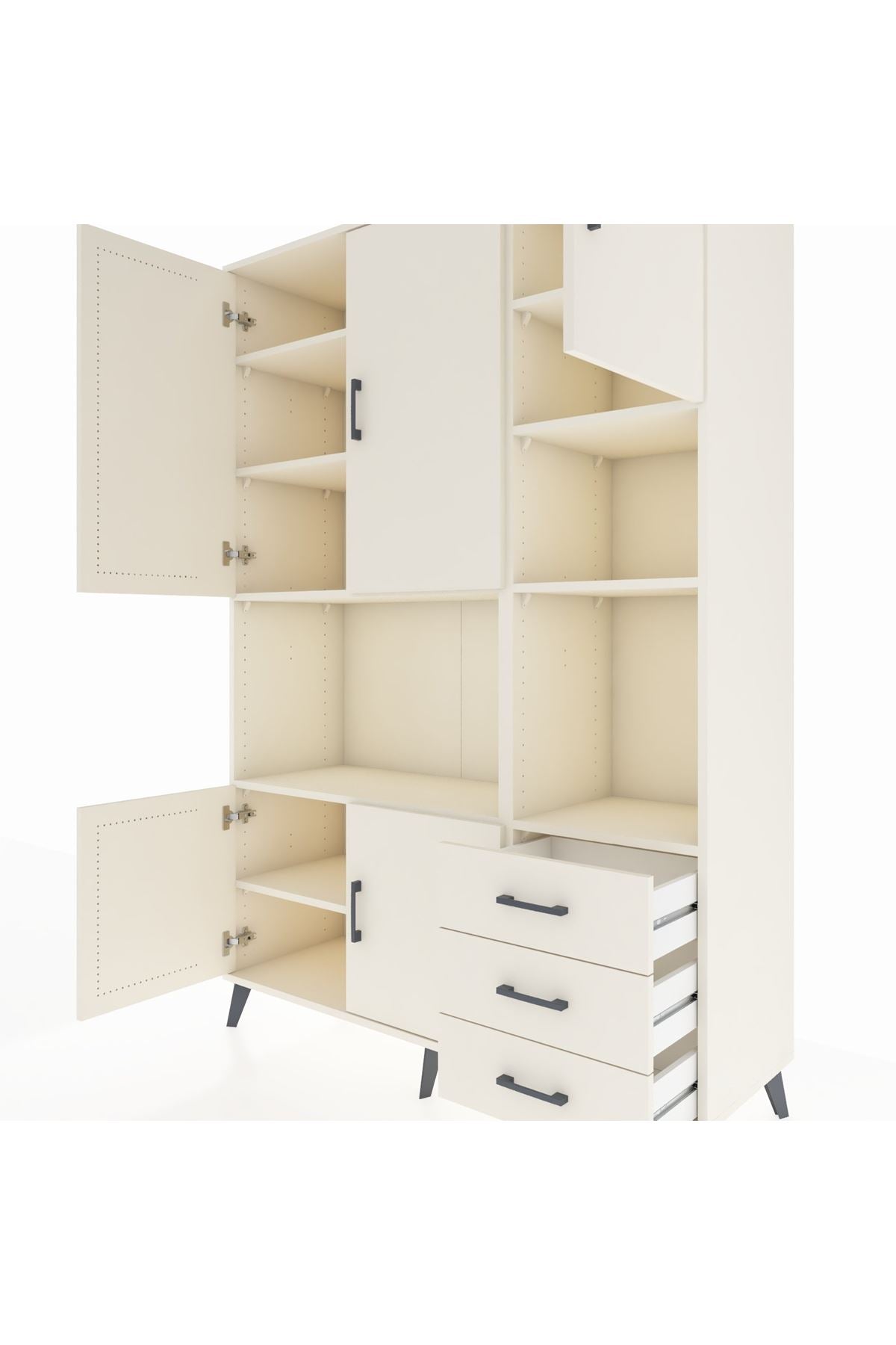 Hyperion Dolap 9 Raflı 3 Çekmeceli 5 Kapaklı 132x44x195 Aytaşı-Aytaşı/Aytaşı