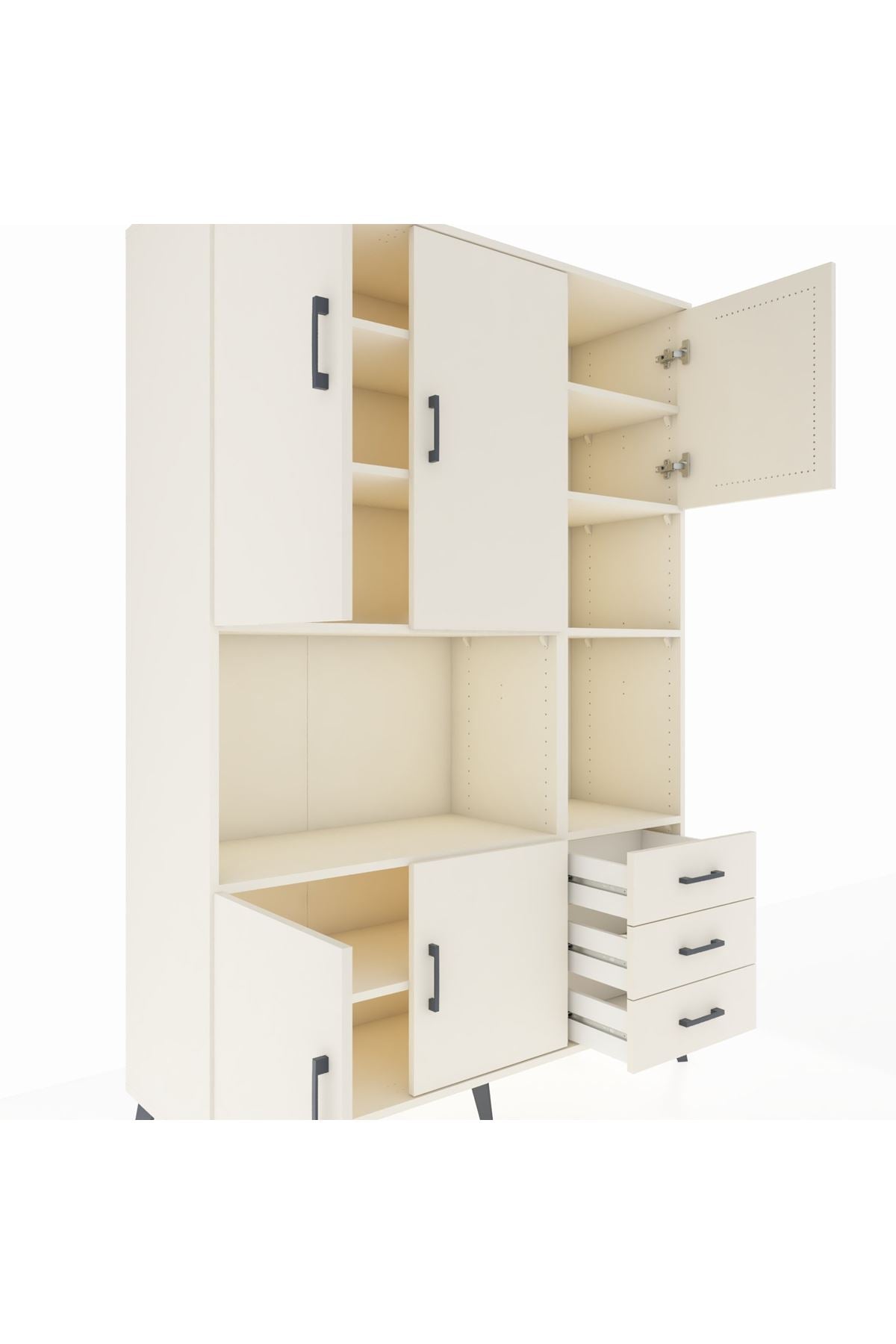 Hyperion Dolap 9 Raflı 3 Çekmeceli 5 Kapaklı 132x44x195 Aytaşı-Aytaşı/Aytaşı