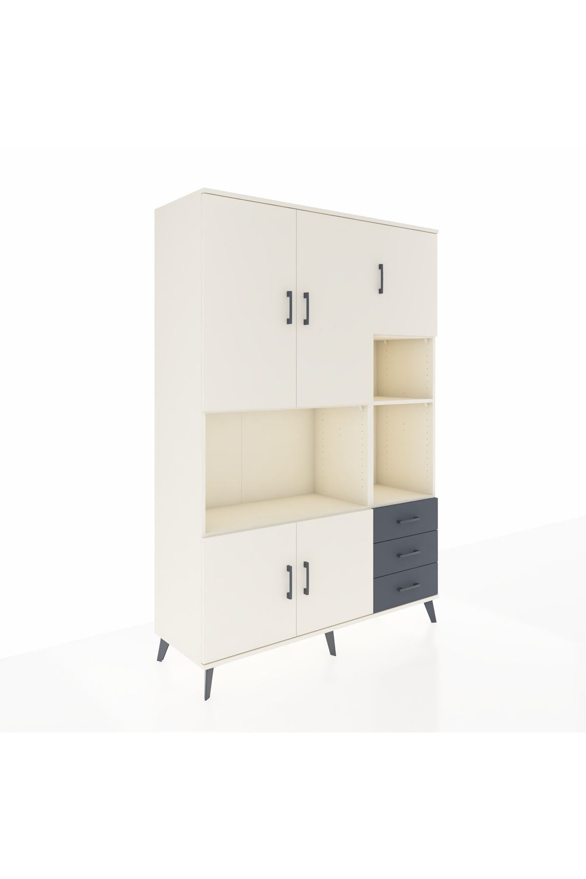 Hyperion Dolap 9 Raflı 3 Çekmeceli 5 Kapaklı 132x44x195 Aytaşı-Aytaşı/Antrasit