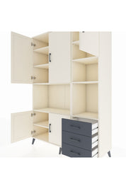 Hyperion Dolap 9 Raflı 3 Çekmeceli 5 Kapaklı 132x44x195 Aytaşı-Aytaşı/Antrasit