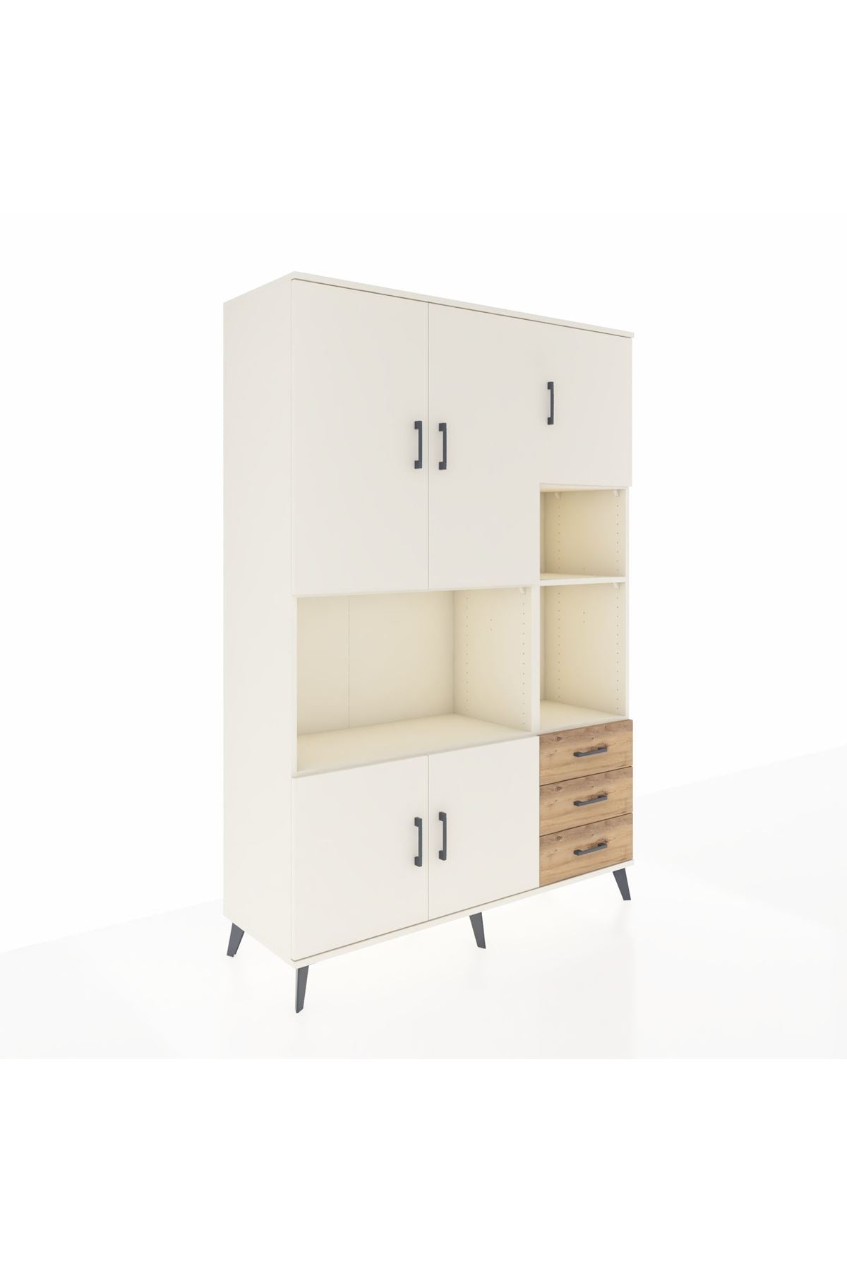 Hyperion Dolap 9 Raflı 3 Çekmeceli 5 Kapaklı 132x44x195 Aytaşı-Aytaşı/Çam