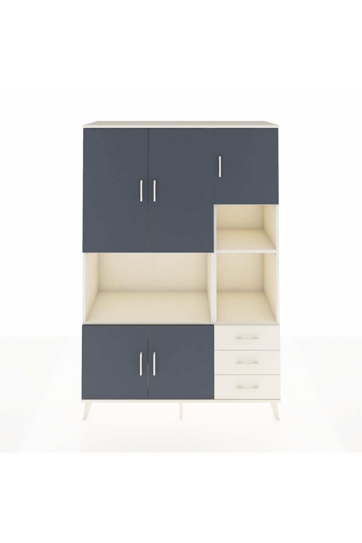 Hyperion Dolap 9 Raflı 3 Çekmeceli 5 Kapaklı 132x44x195 Aytaşı-Antrasit/Aytaşı