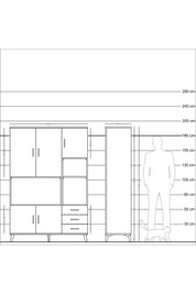 Hyperion Dolap 9 Raflı 3 Çekmeceli 5 Kapaklı 132x44x195 Aytaşı-Aytaşı/Çam