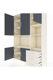 Hyperion Dolap 9 Raflı 3 Çekmeceli 5 Kapaklı 132x44x195 Aytaşı-Antrasit/Aytaşı