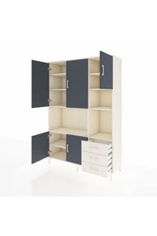 Hyperion Dolap 9 Raflı 3 Çekmeceli 5 Kapaklı 132x44x195 Aytaşı-Antrasit/Aytaşı