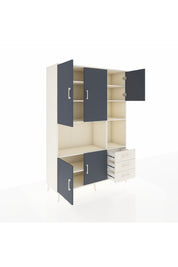 Hyperion Dolap 9 Raflı 3 Çekmeceli 5 Kapaklı 132x44x195 Aytaşı-Antrasit/Aytaşı