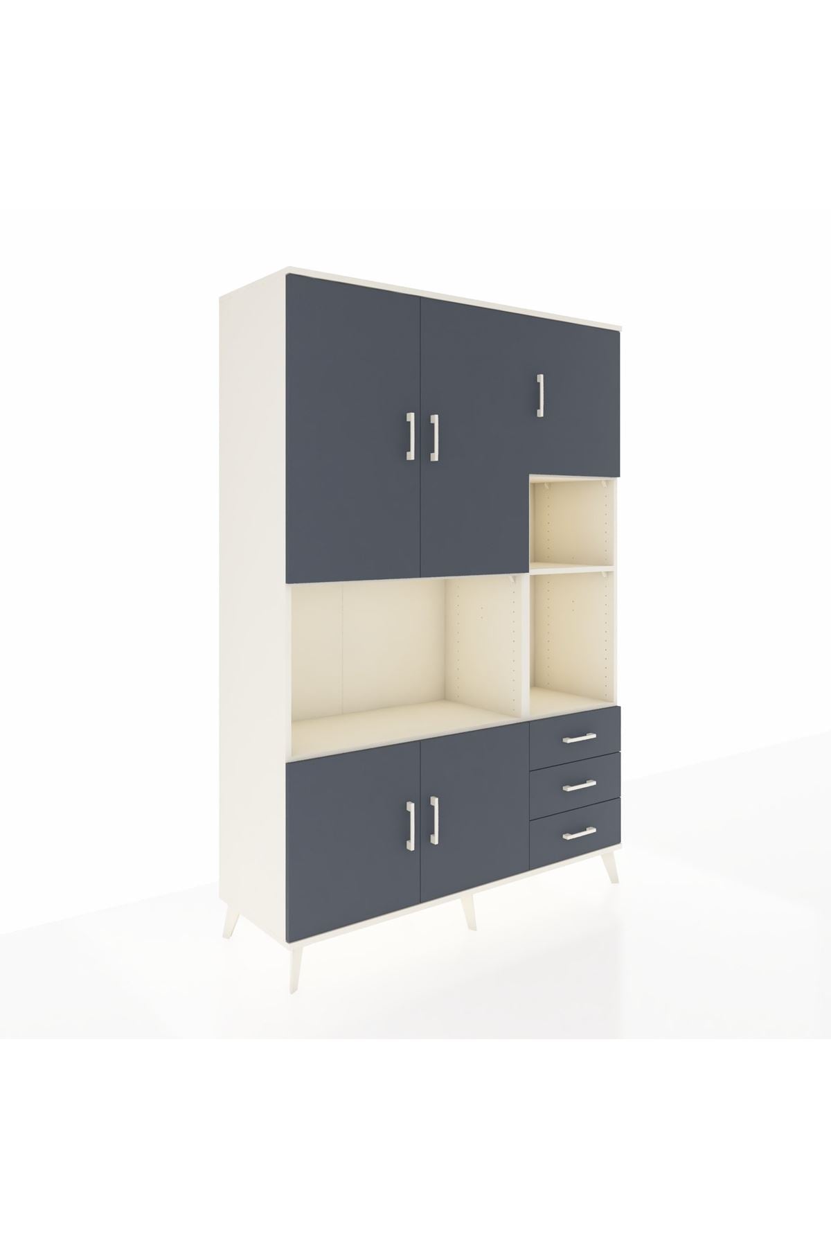 Hyperion Dolap 9 Raflı 3 Çekmeceli 5 Kapaklı 132x44x195 Aytaşı-Antrasit/Antrasit