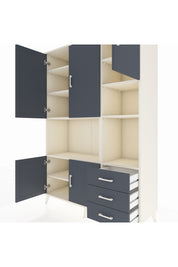 Hyperion Dolap 9 Raflı 3 Çekmeceli 5 Kapaklı 132x44x195 Aytaşı-Antrasit/Antrasit