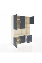 Hyperion Dolap 9 Raflı 3 Çekmeceli 5 Kapaklı 132x44x195 Aytaşı-Antrasit/Antrasit