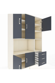 Hyperion Dolap 9 Raflı 3 Çekmeceli 5 Kapaklı 132x44x195 Aytaşı-Antrasit/Antrasit