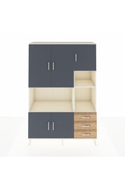 Hyperion Dolap 9 Raflı 3 Çekmeceli 5 Kapaklı 132x44x195 Aytaşı-Antrasit/Çam