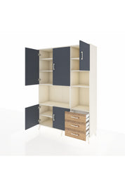 Hyperion Dolap 9 Raflı 3 Çekmeceli 5 Kapaklı 132x44x195 Aytaşı-Antrasit/Çam