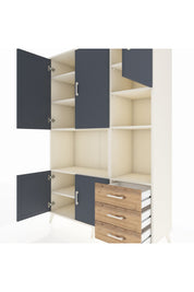 Hyperion Dolap 9 Raflı 3 Çekmeceli 5 Kapaklı 132x44x195 Aytaşı-Antrasit/Çam