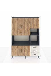 Hyperion Dolap 9 Raflı 3 Çekmeceli 5 Kapaklı 132x44x195 Antrasit-Çam/Aytaşı