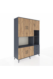 Hyperion Dolap 9 Raflı 3 Çekmeceli 5 Kapaklı 132x44x195 Antrasit-Çam/Antrasit