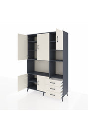 Hyperion Dolap 9 Raflı 3 Çekmeceli 5 Kapaklı 132x44x195 Antrasit-Aytaşı/Aytaşı