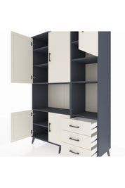 Hyperion Dolap 9 Raflı 3 Çekmeceli 5 Kapaklı 132x44x195 Antrasit-Aytaşı/Aytaşı