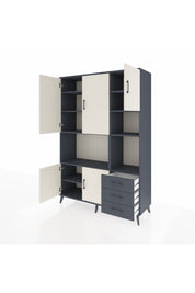 Hyperion Dolap 9 Raflı 3 Çekmeceli 5 Kapaklı 132x44x195 Antrasit-Aytaşı/Antrasit