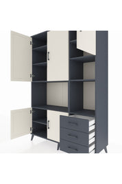 Hyperion Dolap 9 Raflı 3 Çekmeceli 5 Kapaklı 132x44x195 Antrasit-Aytaşı/Antrasit